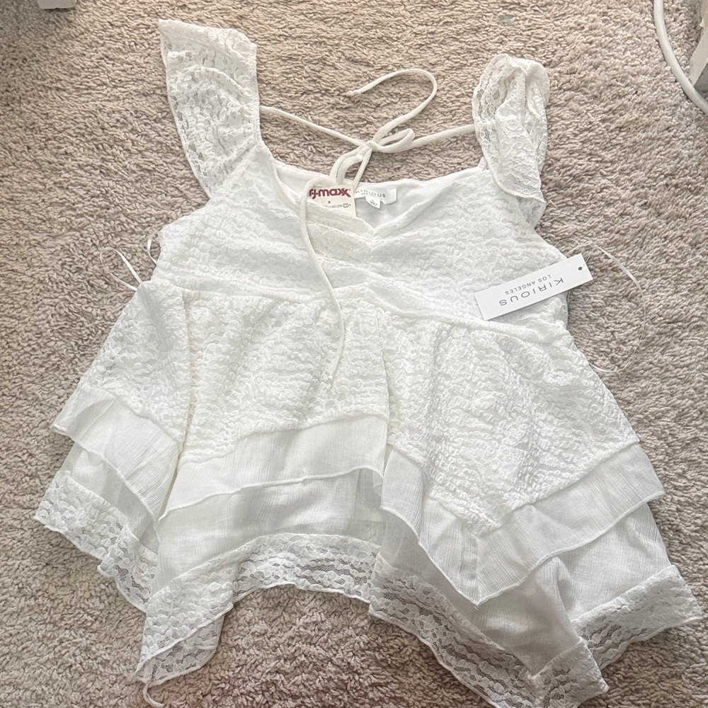 Kimchi Blue White Lace Short Sleeve Top